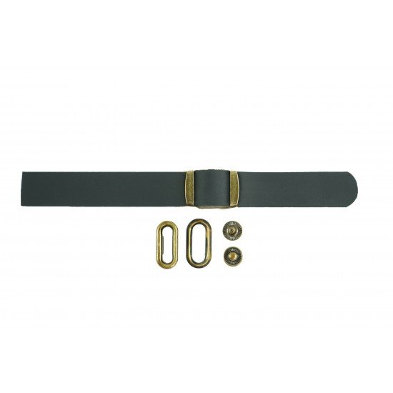 Black Leather + Brass Clasp Buckle Set (5 Set)