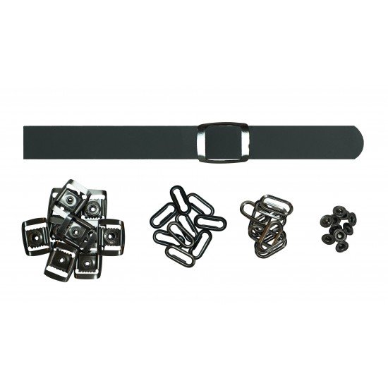 Black Leather + Gun Metal Clasp Buckle Set (10 Set)