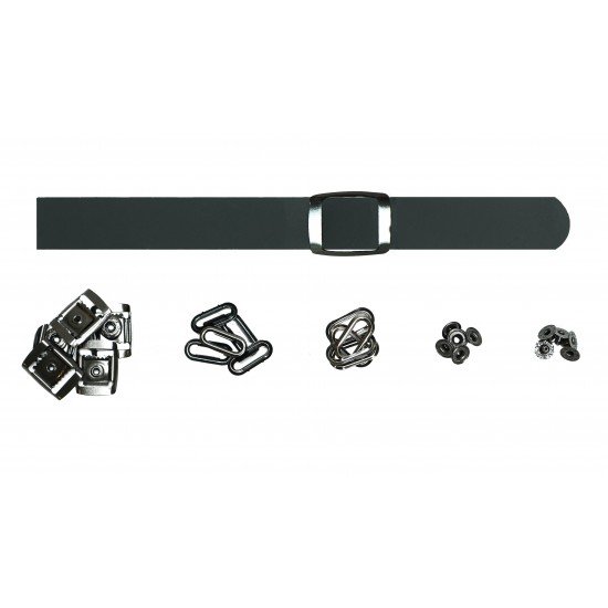 Black Leather + Gun Metal Clasp Buckle Cap Making Kit (5 Kit)