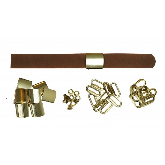 Black + Brown Leather + Gold Buckle Cap Making Kit (10 Kit)