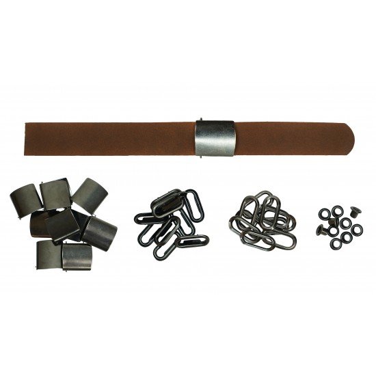 Brown Leather + Gun Metal Buckle Cap Making Kit (10 Kit)