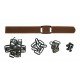 Brown Leather + Gun Metal Clasp Buckle Set (10 Set)