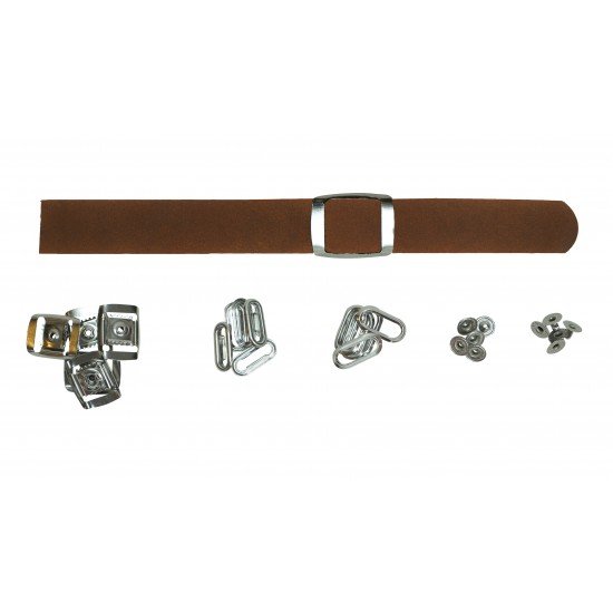 Brown Leather + Silver Clasp Buckle Set (5 Set)